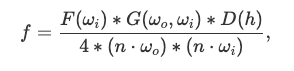BSDF evaluation equation